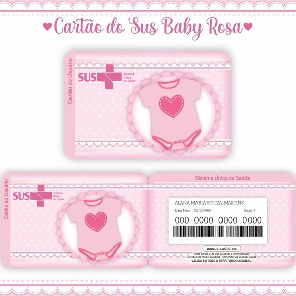 Arquivo Digital Cartão Sus Baby Rosa #336