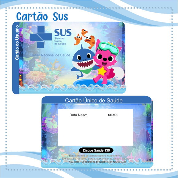 Arquivo Digital Cartão Sus Baby Shark Menino #2009