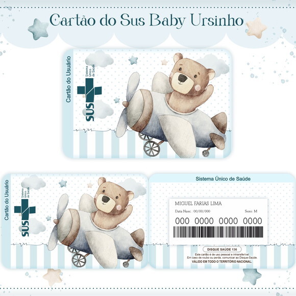 Arquivo Digital Cartão Sus Baby Urso #1620