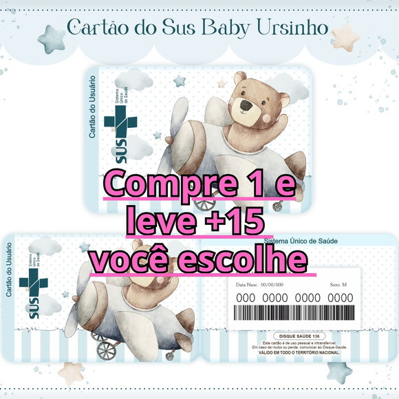 Arquivo Digital Cartão Sus Baby Urso #1620