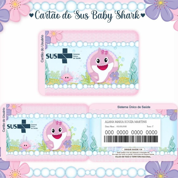 Arquivo Digital Cartão Sus Baby Shark Menina #346