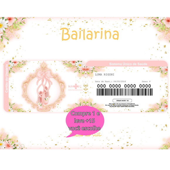 Arquivo Digital Cartão Sus Bailarina #5337