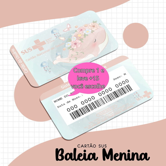 Arquivo Digital Cartão Sus Baleia Menina #1646