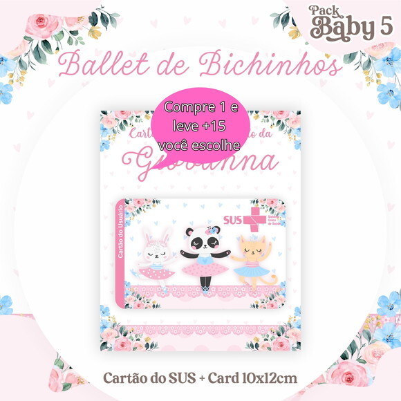 Arquivo Digital Cartão Sus Ballet de Bichinhos #2218