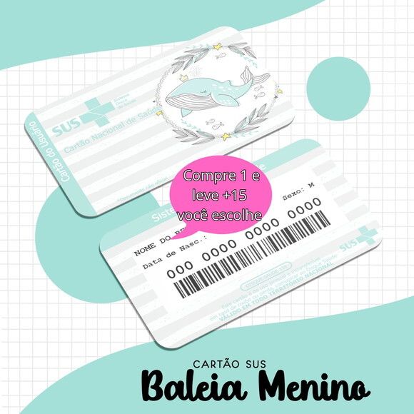 Arquivo Digital Cartão Sus Baleia Menino #1647