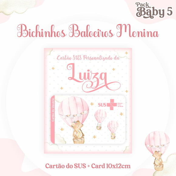 Arquivo Digital Cartão Sus Bichinhos Baloeiros Menina #2219