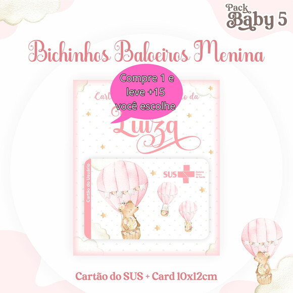 Arquivo Digital Cartão Sus Bichinhos Baloeiros Menina #2219