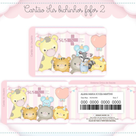 Arquivo Digital Cartão Sus Bichinhos Fofos #1770