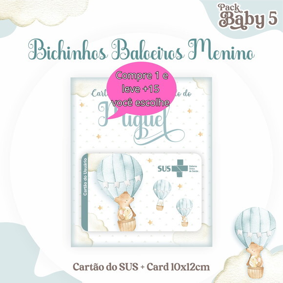 Arquivo Digital Cartão Sus Bichinhos Baloeiros Menino #2221
