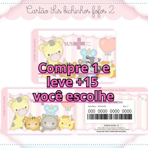 Arquivo Digital Cartão Sus Bichinhos Fofos #1770