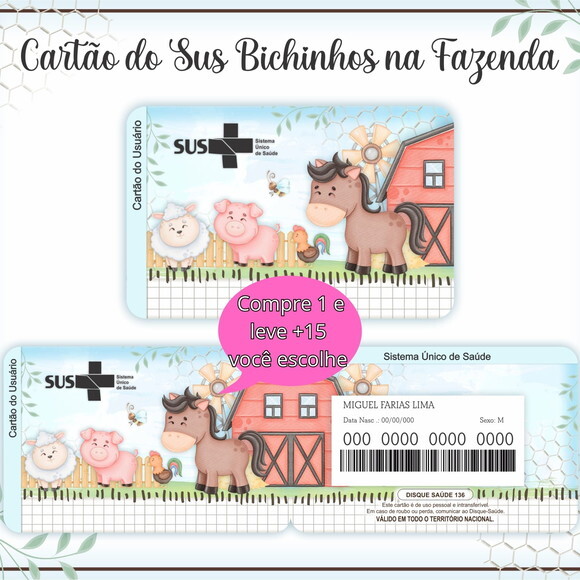 Arquivo Digital Cartão Sus Bichinhos na Fazenda #1606