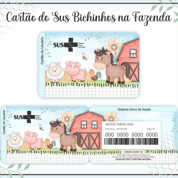 Arquivo Digital Cartão Sus Bichinhos na Fazenda #1606