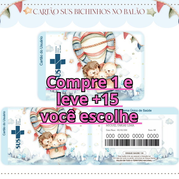 Arquivo Digital Cartão Sus Bichinhos no Balão #1766