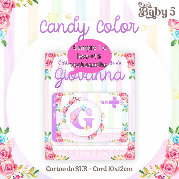 Arquivo Digital Cartão Sus Candy Color Menina #2225