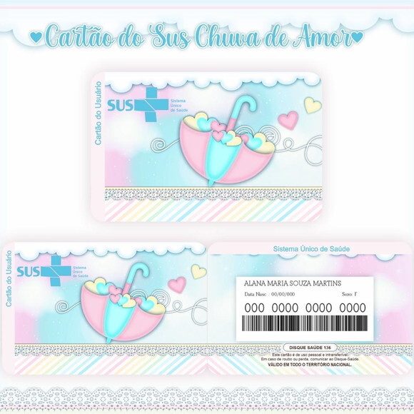 Arquivo Digital Cartão Sus Chuva de Amor Menina #616