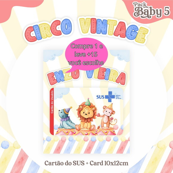Arquivo Digital Cartão Sus Circo Vintage #2228