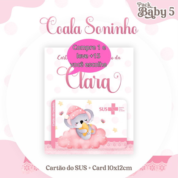 Arquivo Digital Cartão Sus Coala Soninho Menina #2229