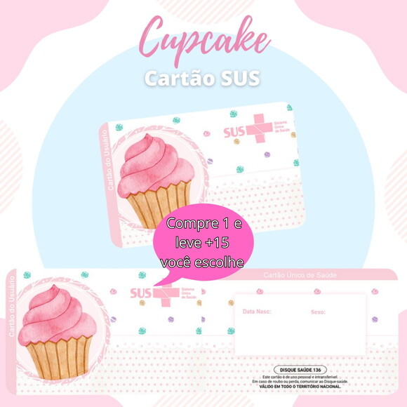 Arquivo Digital Cartão Sus Cupcake #1909