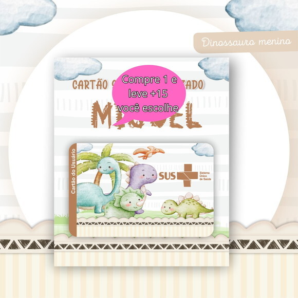 Arquivo Digital Cartão Sus Dinossauro Menino #2458