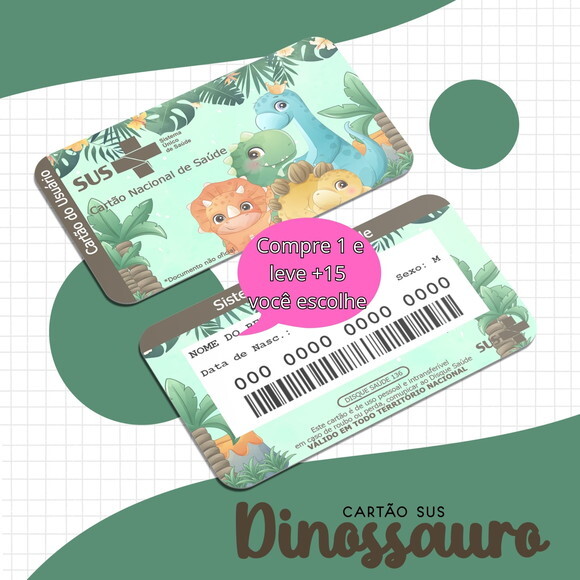 Arquivo Digital Cartão Sus Dinossauro Menino #1660