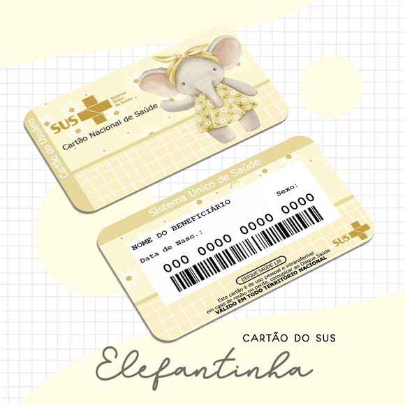 Arquivo Digital Cartão Sus Elefantinha Amarela #1663