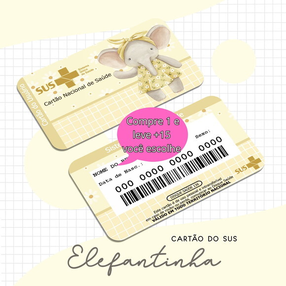 Arquivo Digital Cartão Sus Elefantinha Amarela #1663