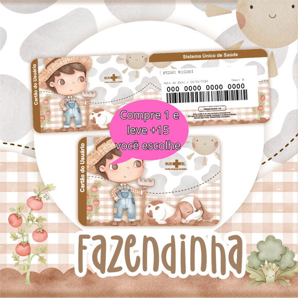 Arquivo Digital Cartão Sus Fazendinha #2799