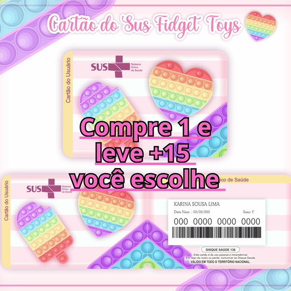 Arquivo Digital Cartão Sus Fidget Toys #986