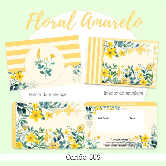 Arquivo Digital Cartão Sus Floral Amarelo #2131