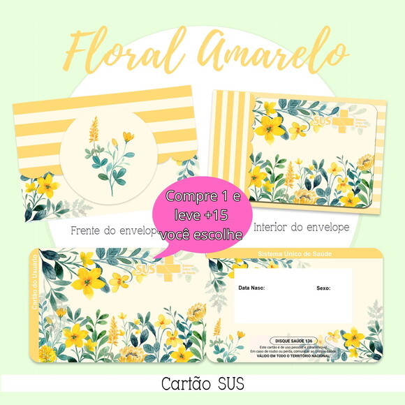 Arquivo Digital Cartão Sus Floral Amarelo #2131