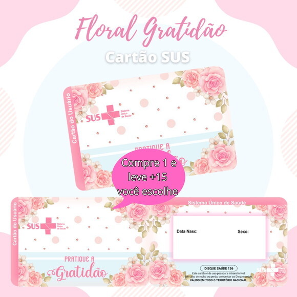 Arquivo Digital Cartão Sus Floral Gratidão #599