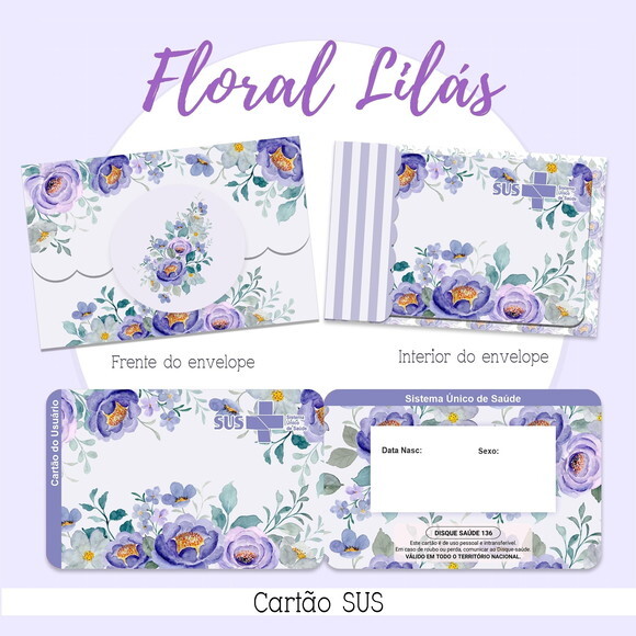 Arquivo Digital Cartão Sus Floral Lilás #2134
