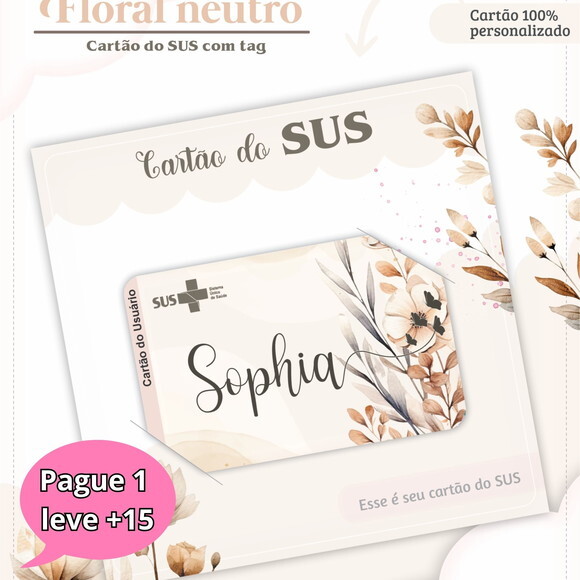Arquivo Digital Cartão Sus Floral Neutro #3297