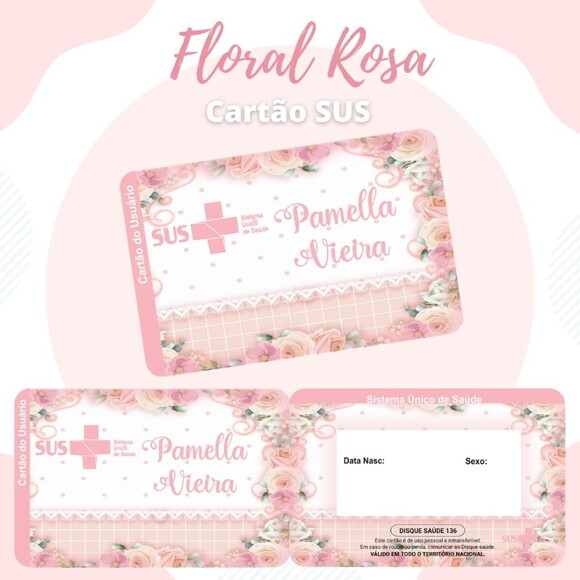 Arquivo Digital Cartão Sus Floral Rosa #596