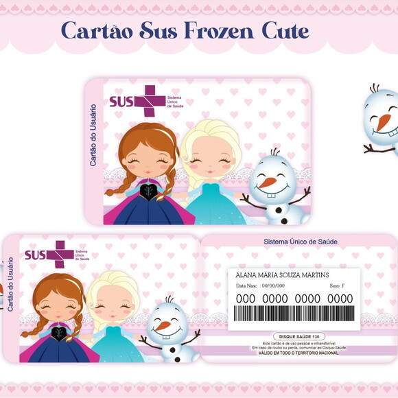 Arquivo Digital Cartão Sus Frozen Cute #1759
