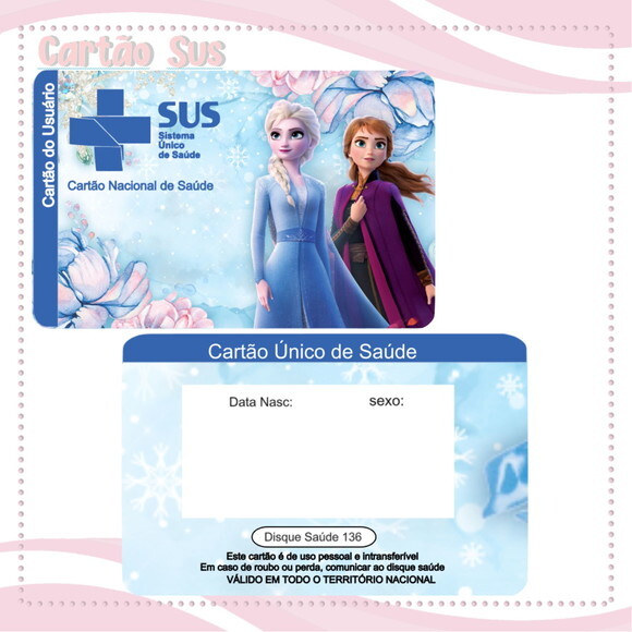 Arquivo Digital Cartão Sus Frozen #2021