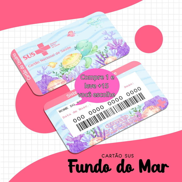 Arquivo Digital Cartão Sus Fundo do Mar Menina #1668