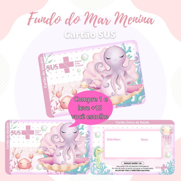 Arquivo Digital Cartão Sus Fundo do Mar Menina #594