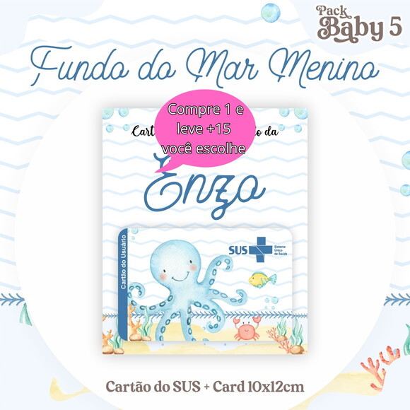 Arquivo Digital Cartão Sus Fundo do Mar Menino #2239