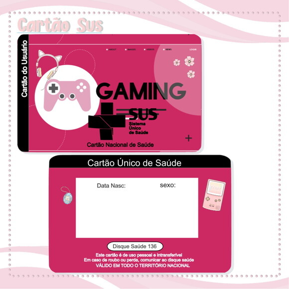 Arquivo Digital Cartão Sus Gamer Menina #2022