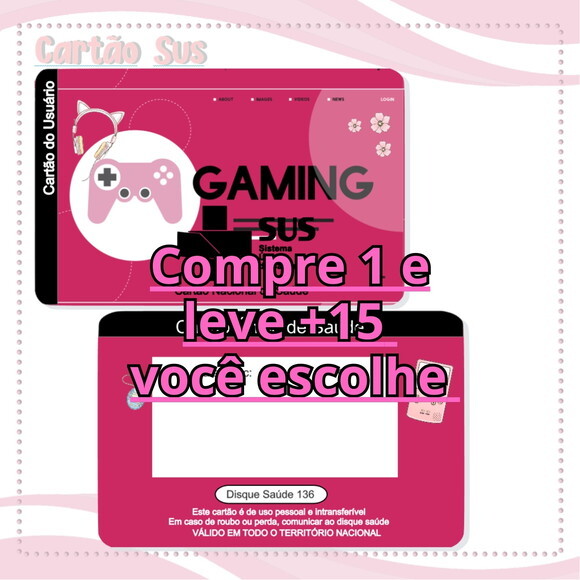 Arquivo Digital Cartão Sus Gamer Menina #2022