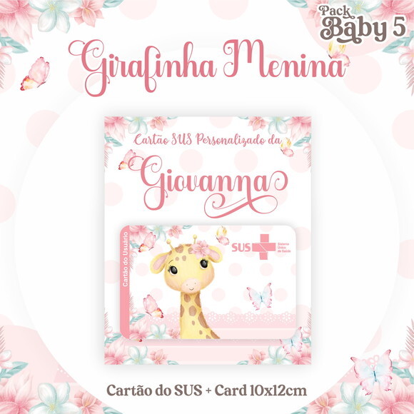 Arquivo Digital Cartão Sus Girafinha Menina #2241