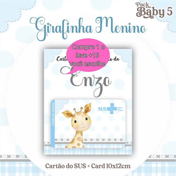 Arquivo Digital Cartão Sus Girafinha Menino #2242