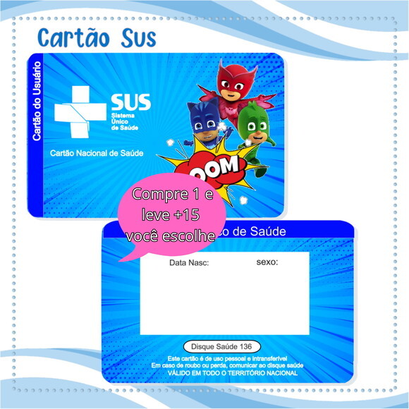 Arquivo Digital Cartão Sus Heróis de Pijamas #3117