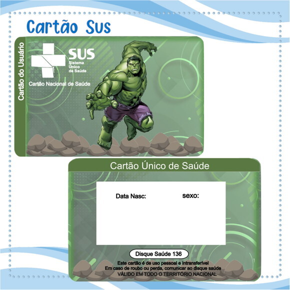 Arquivo Digital Cartão Sus Hulk #02026