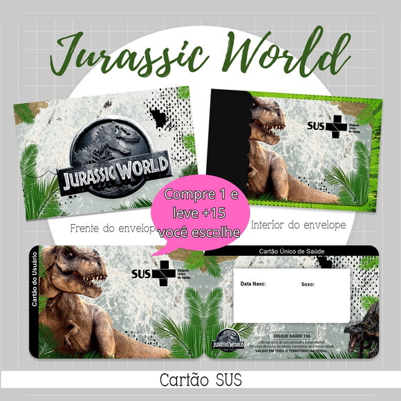 Arquivo Digital Cartão Sus Jurassic World #2143