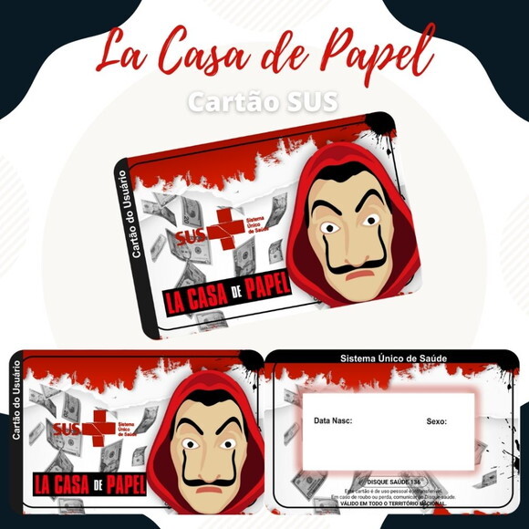 Arquivo Digital Cartão Sus La Casa de Papel #1882
