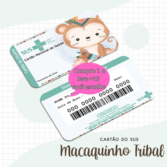 Arquivo Digital Cartão Sus Macaco Tribal #1684