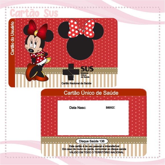 Arquivo Digital Cartão Sus Minnie #2034