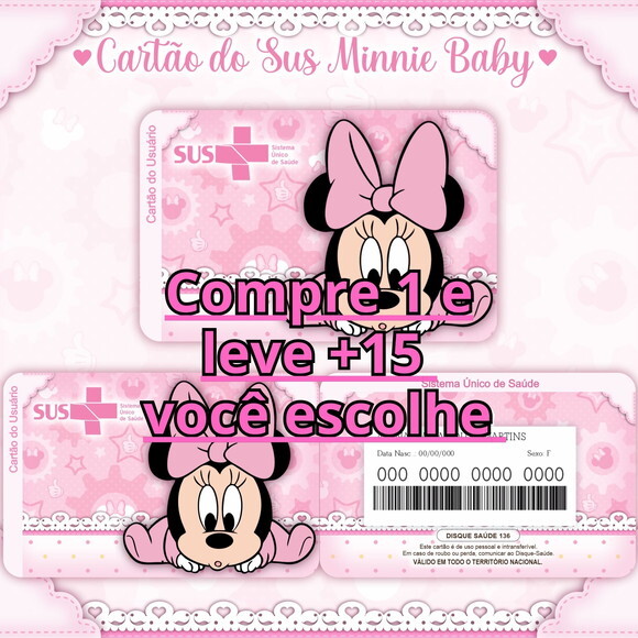 Arquivo Digital Cartão Sus Minnie Baby #966